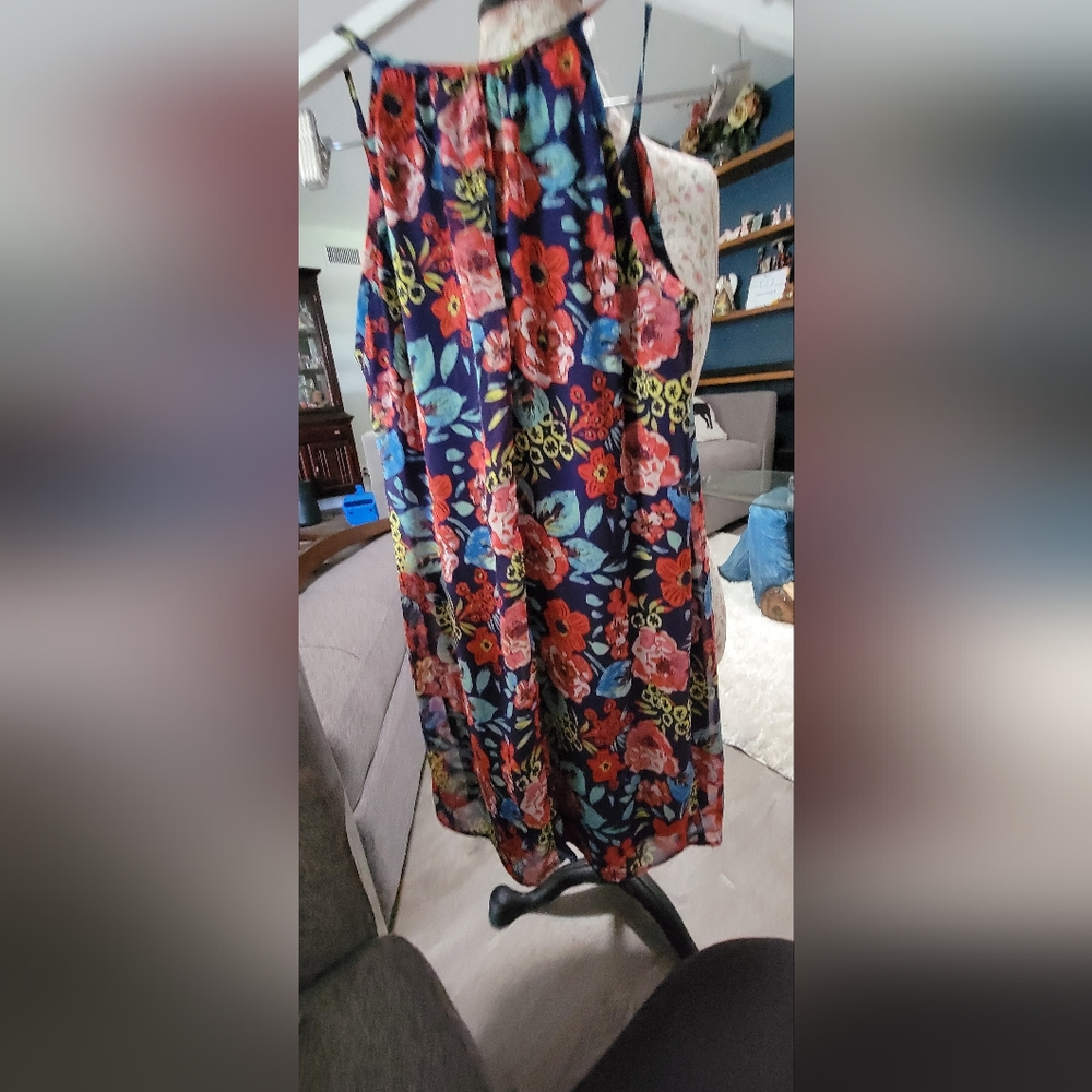 B Darlin Navy Floral Dress Size 1/2 - Picture 4 of 4